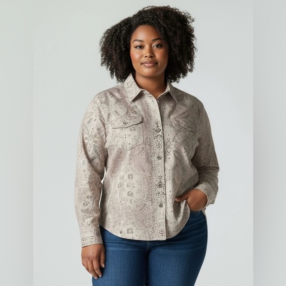 Chico's Tops - Chico's Elegant Paisley Blouse in Pink and Gray